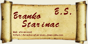 Branko Starinac vizit kartica